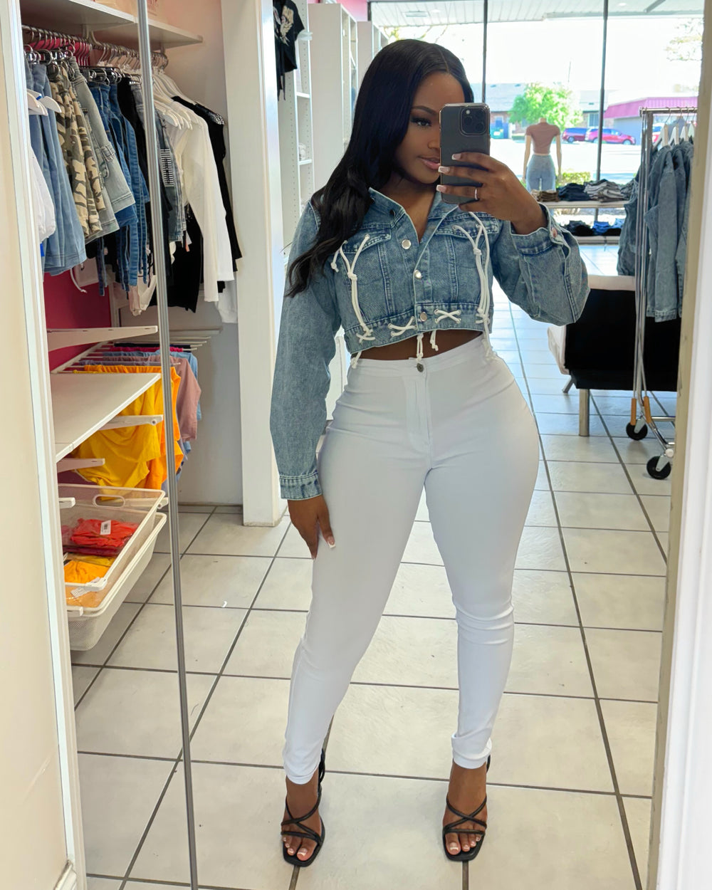 No Strings Attached Crop Denim Jacket