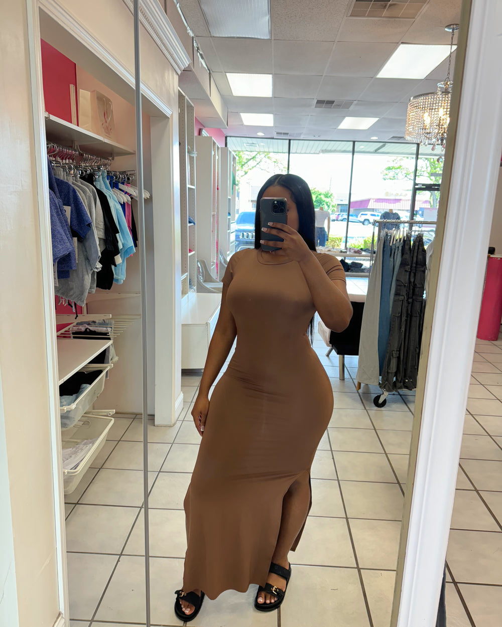Simple Saturday Maxi Dress-Brown