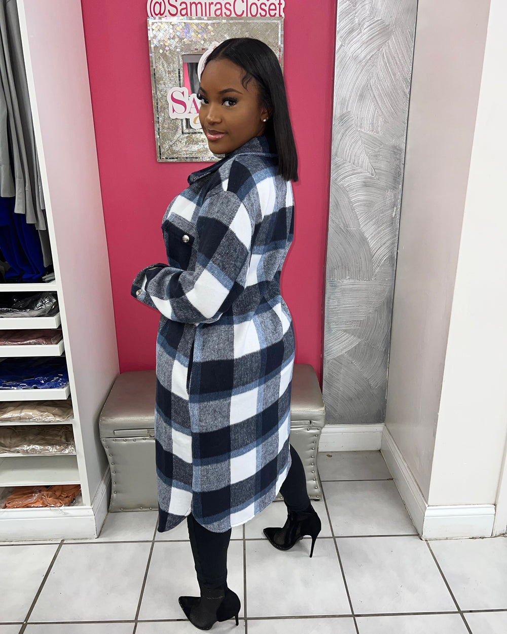 Better This Way Plaid Jacket-Black Blue Combo