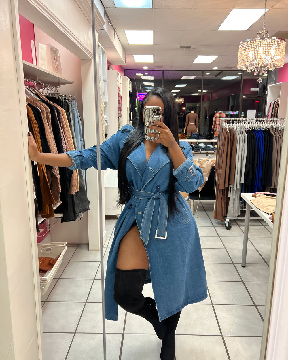 After Hours Denim Trench Jacket