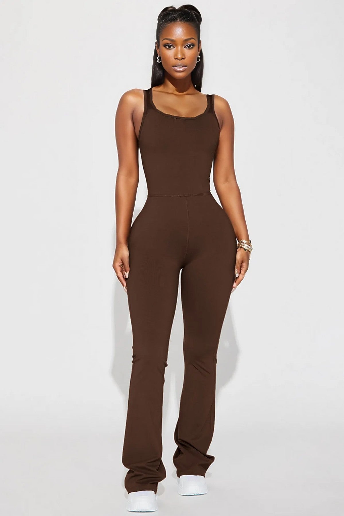 Andrea Snatched Jumpsuit-Brown