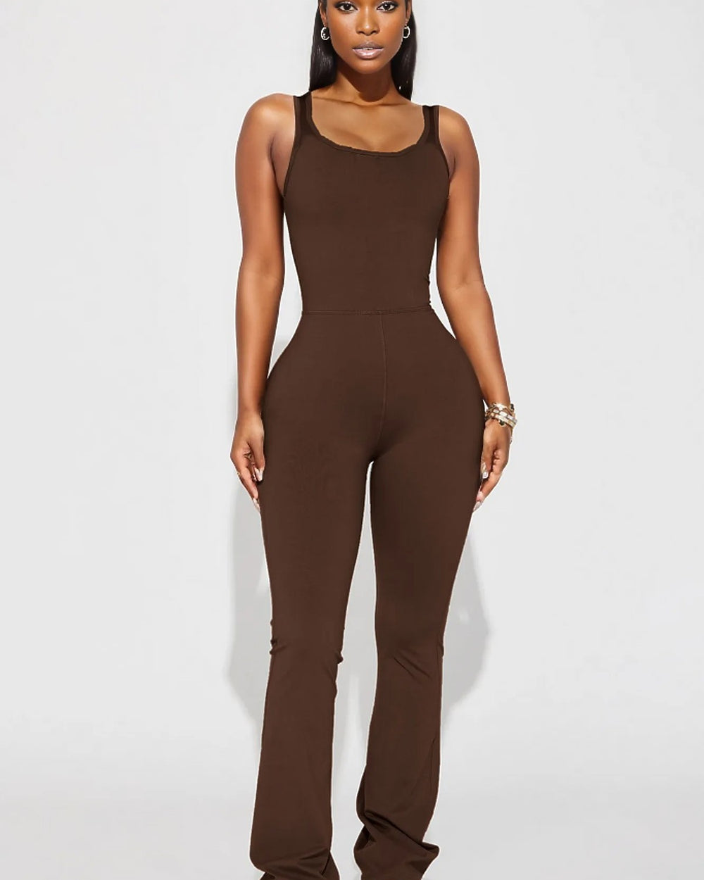 Andrea Snatched Jumpsuit-Brown