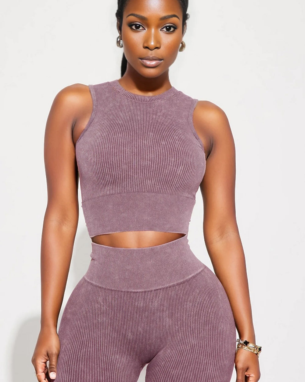 Acid Wash Biker Set-Lavender