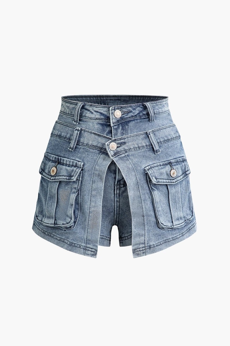 Heat Wave Cargo Shorts-Light Denim