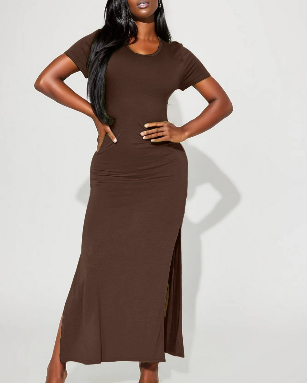 Simple Saturday Maxi Dress-Brown