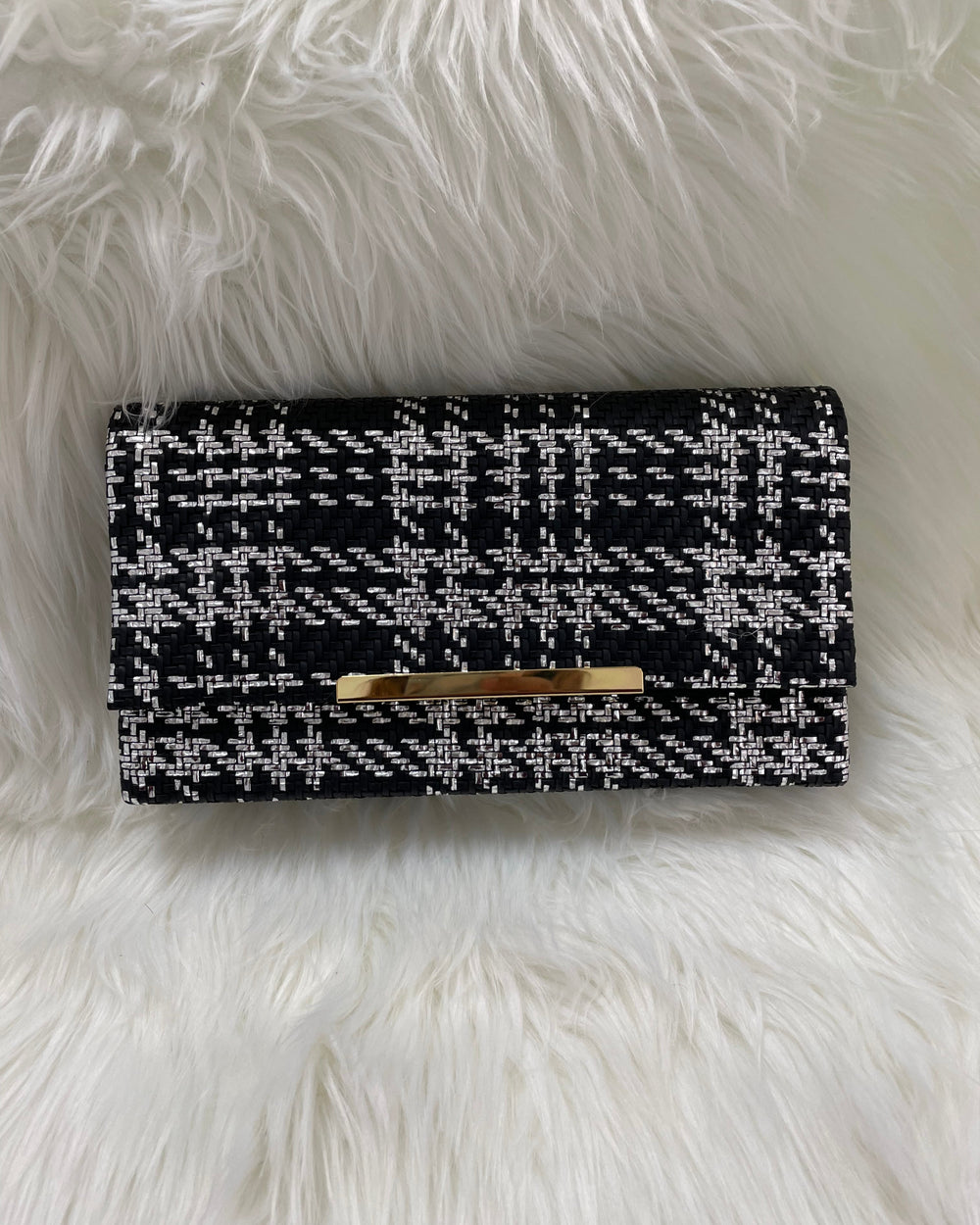 Chain Clutch Bag-Black Silver Mix