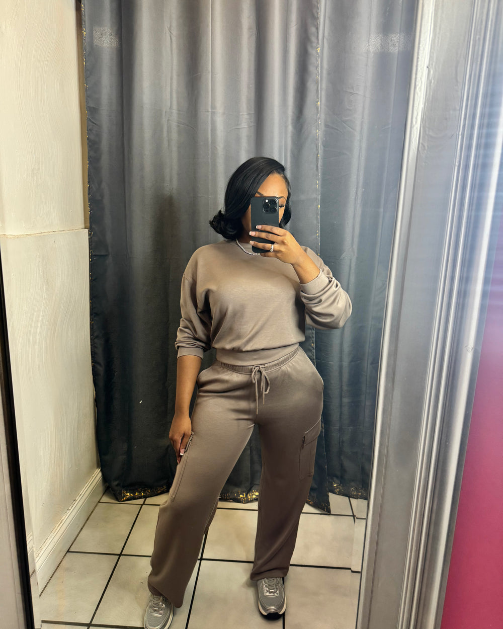 Favorite Felt Jogger Set-Mocha