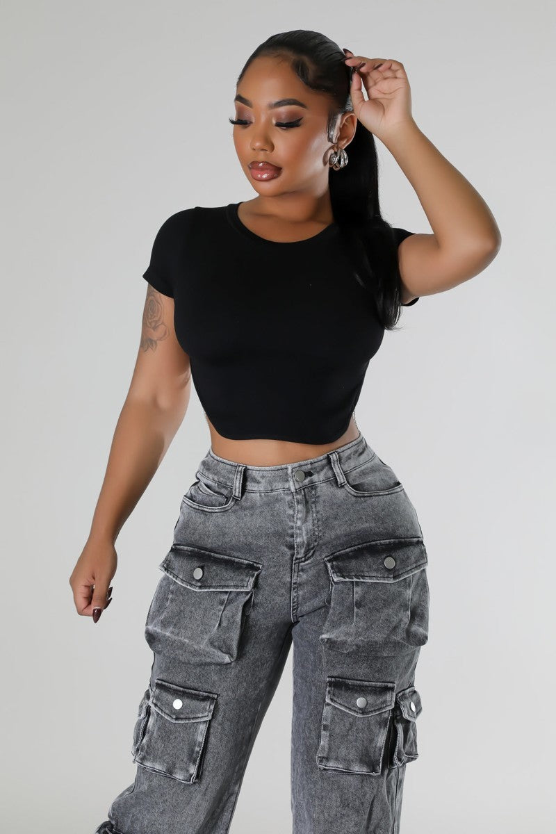 Baddie Fever Crop Top-Black
