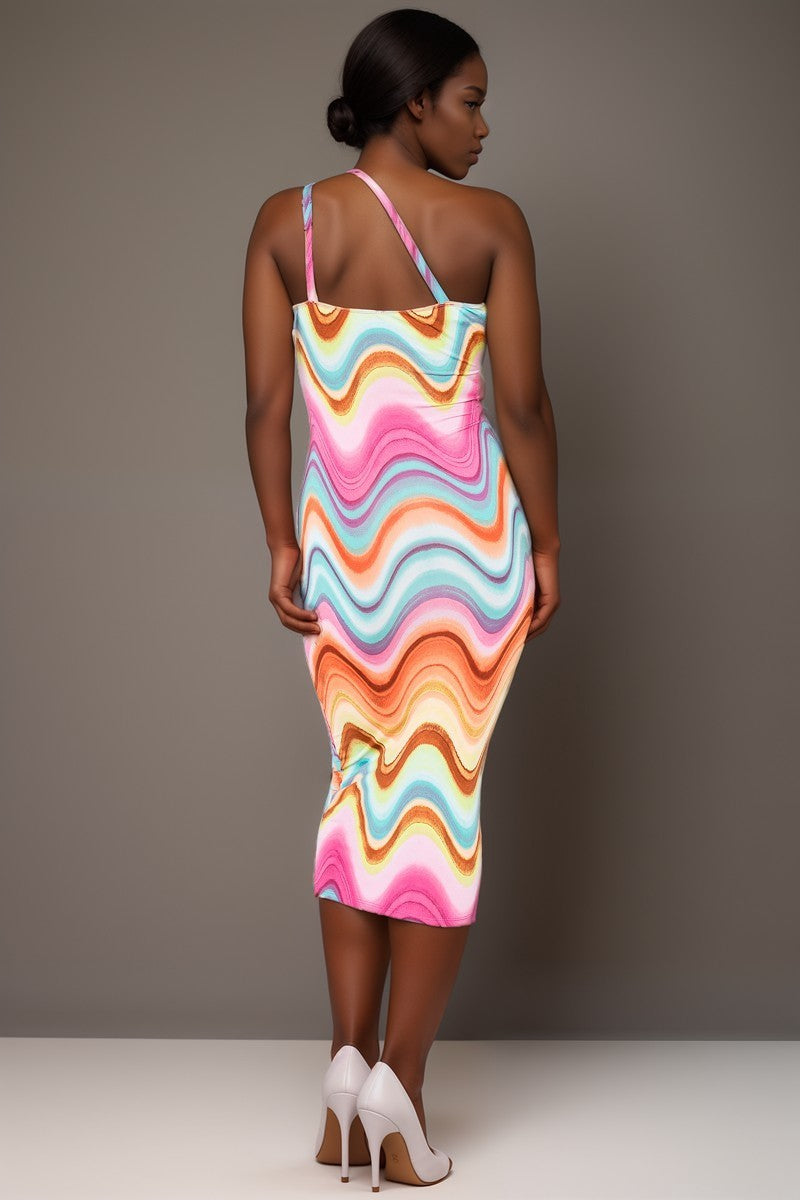 Tropical Mix Midi Dress