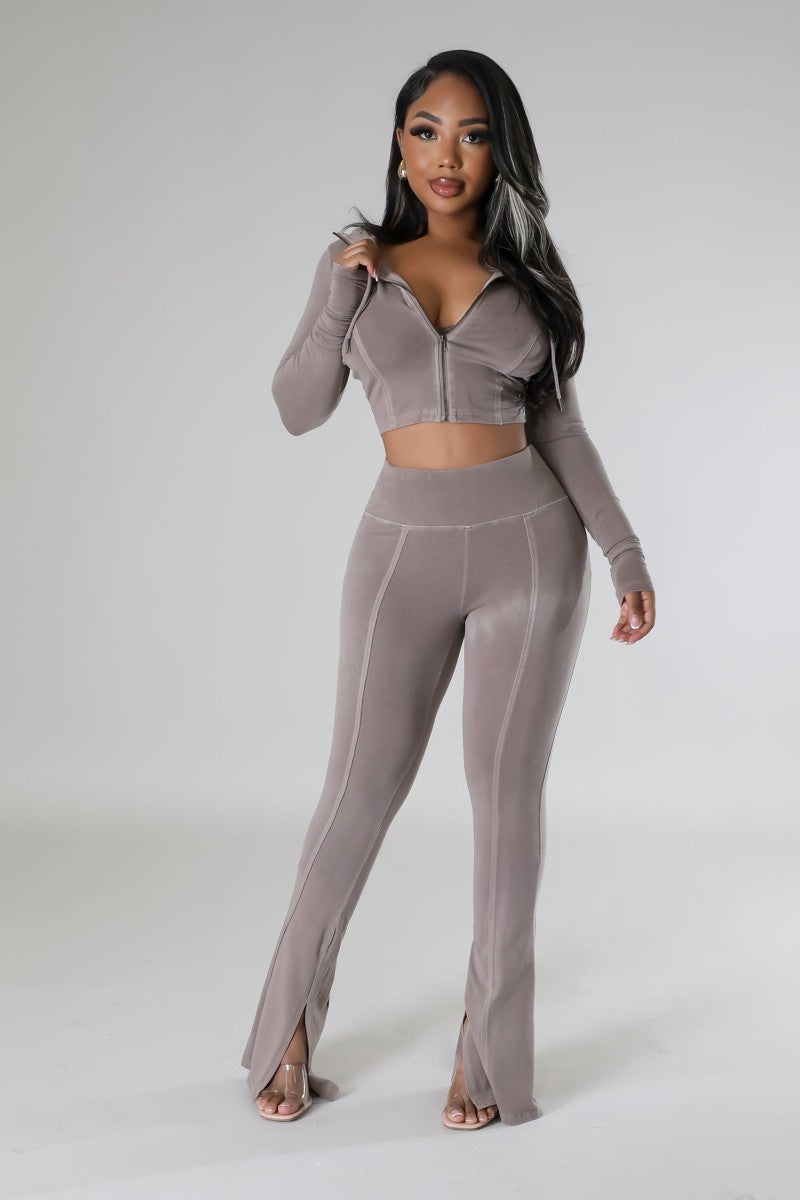 Fun And Flirty Pants Set-Mocha