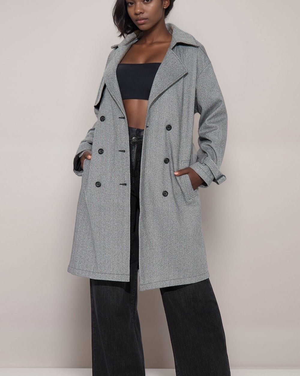 Downtown Trench Coat-Grey