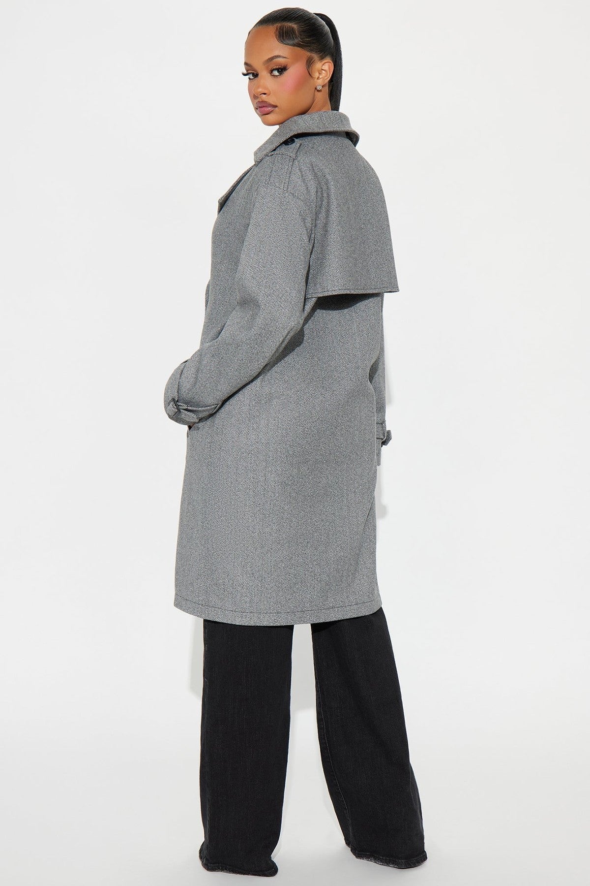 Downtown Trench Coat-Grey