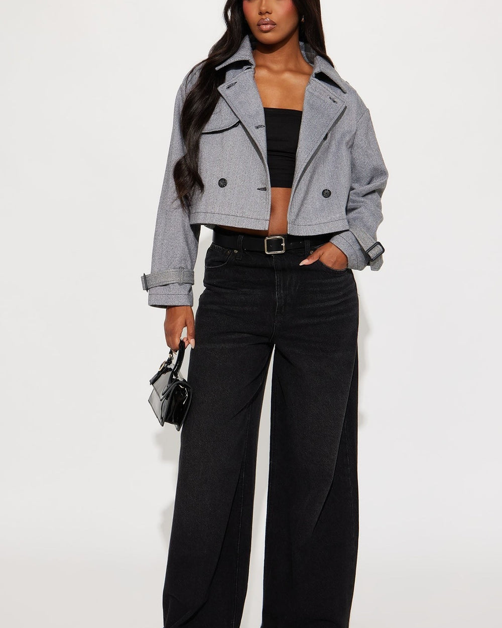 High Standards Crop Blazer Jacket-Grey