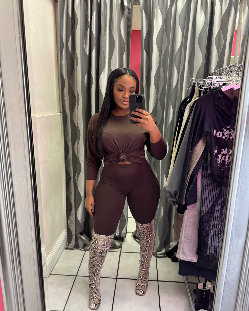 Under Pressure Legging Set-Brown