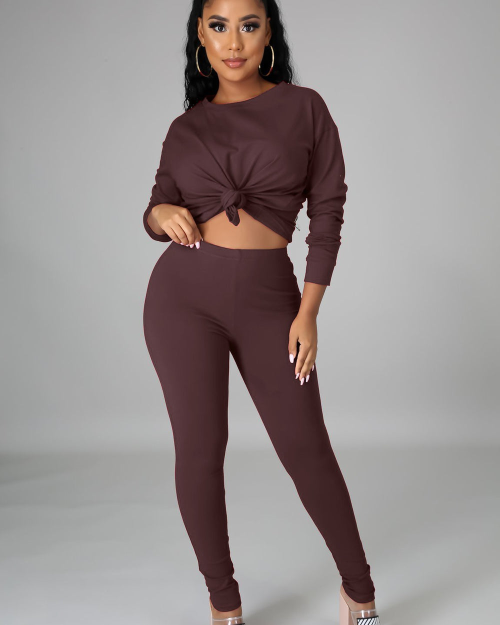 Under Pressure Legging Set-Brown
