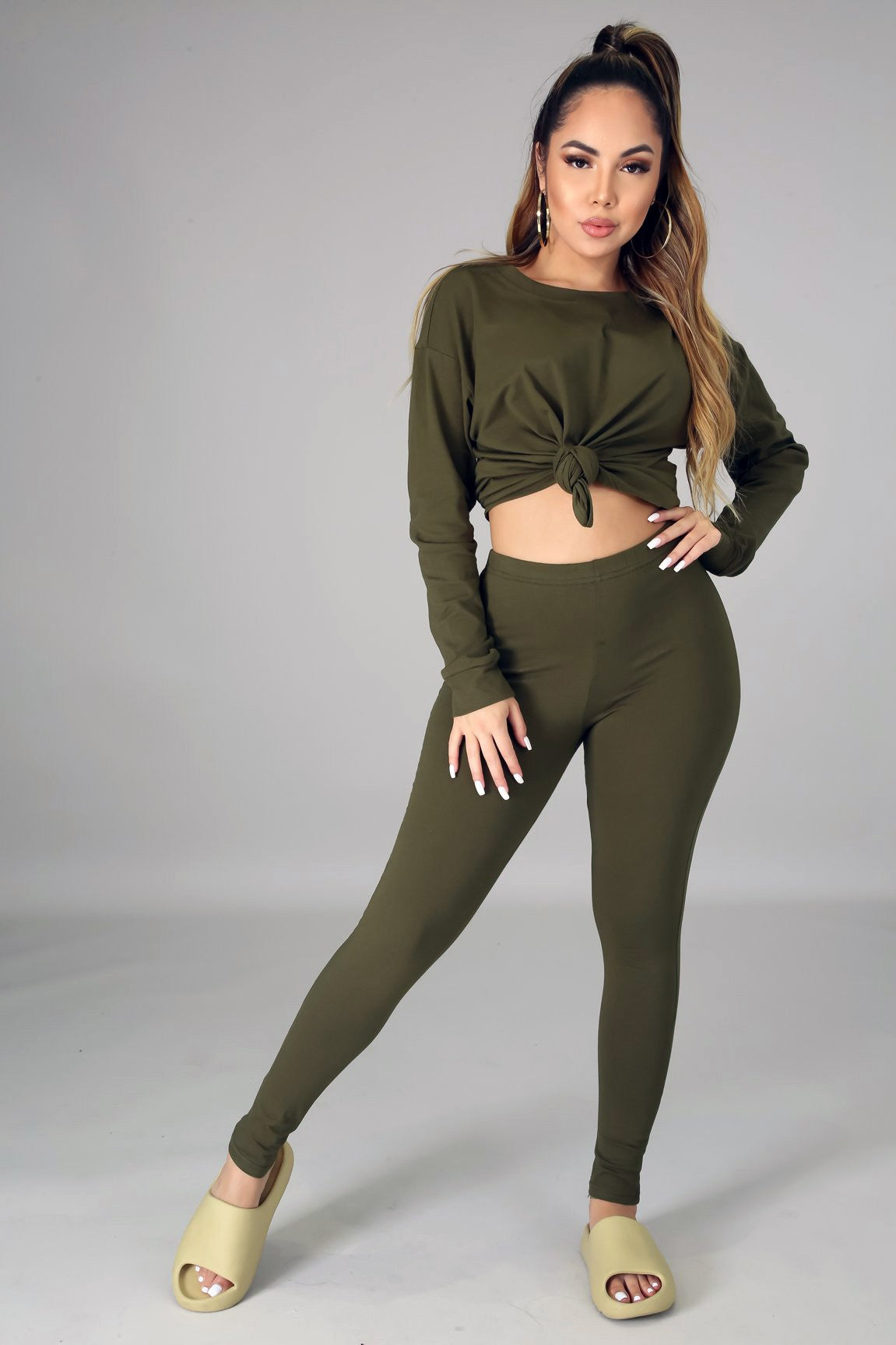 Under Pressure Legging Set-Olive