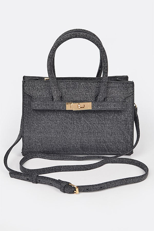 Denim Handbag - Black