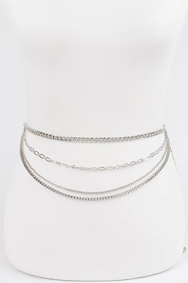 Layered Chain Belt-Silver
