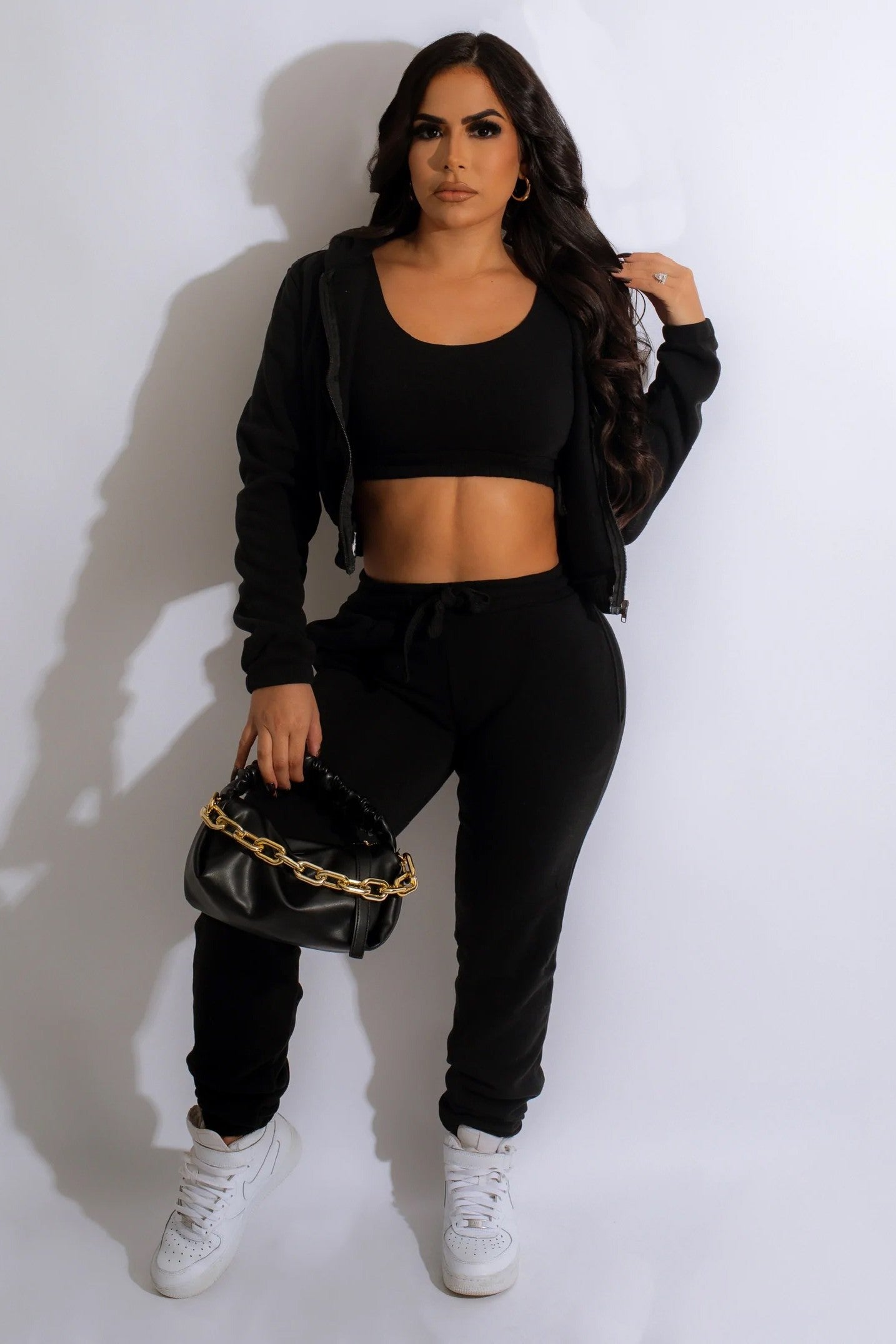 Set The Mood 3pc Jogger Set-Black