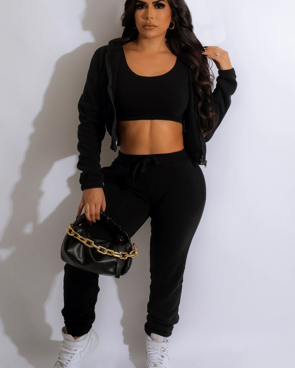 Set The Mood 3pc Jogger Set-Black