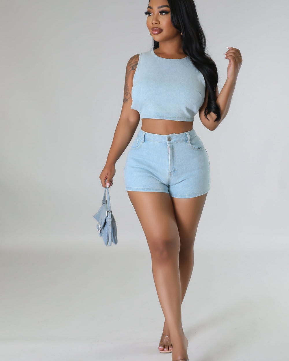 Zoey Tie Back Denim Set