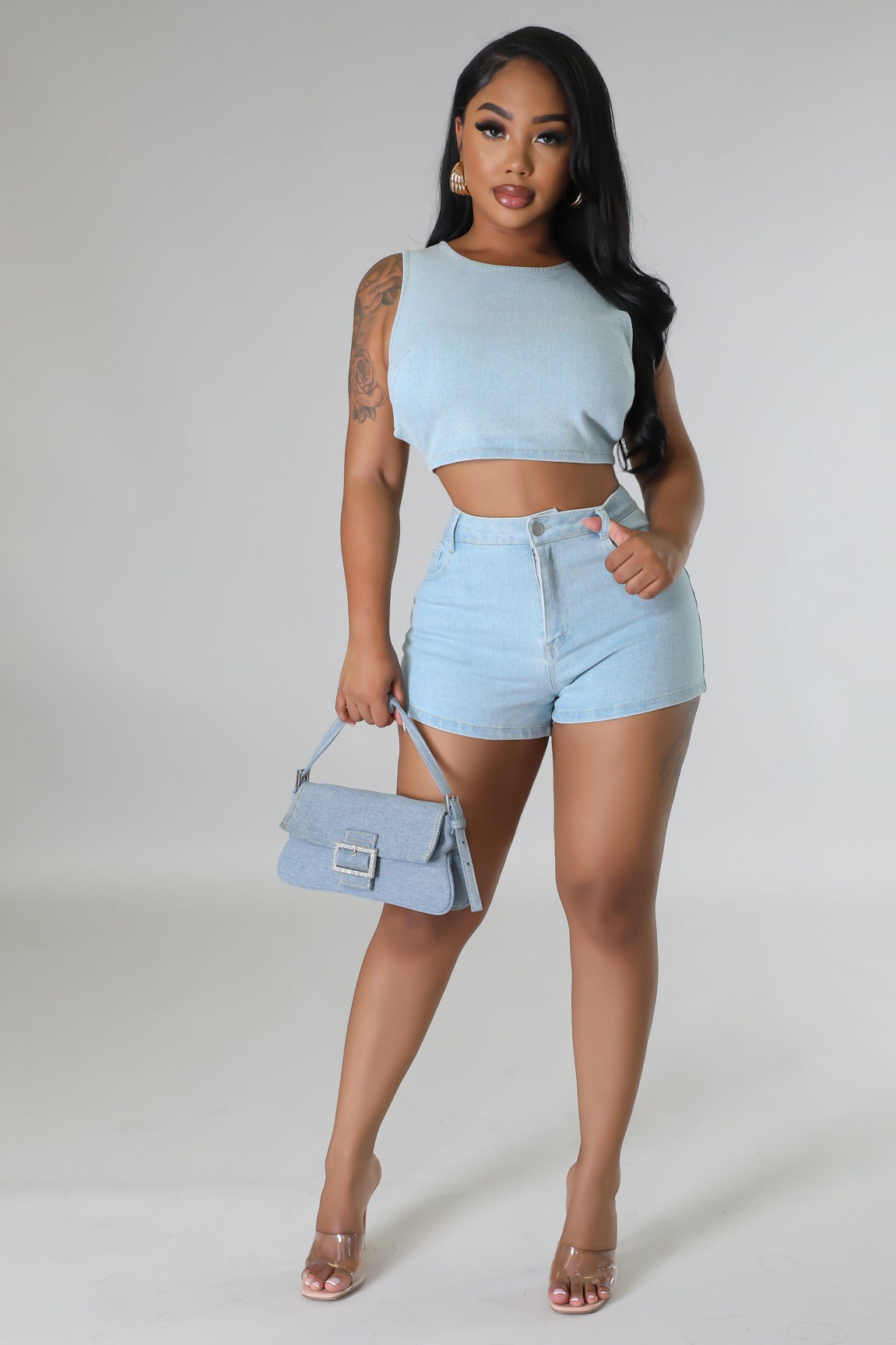 Zoey Tie Back Denim Set