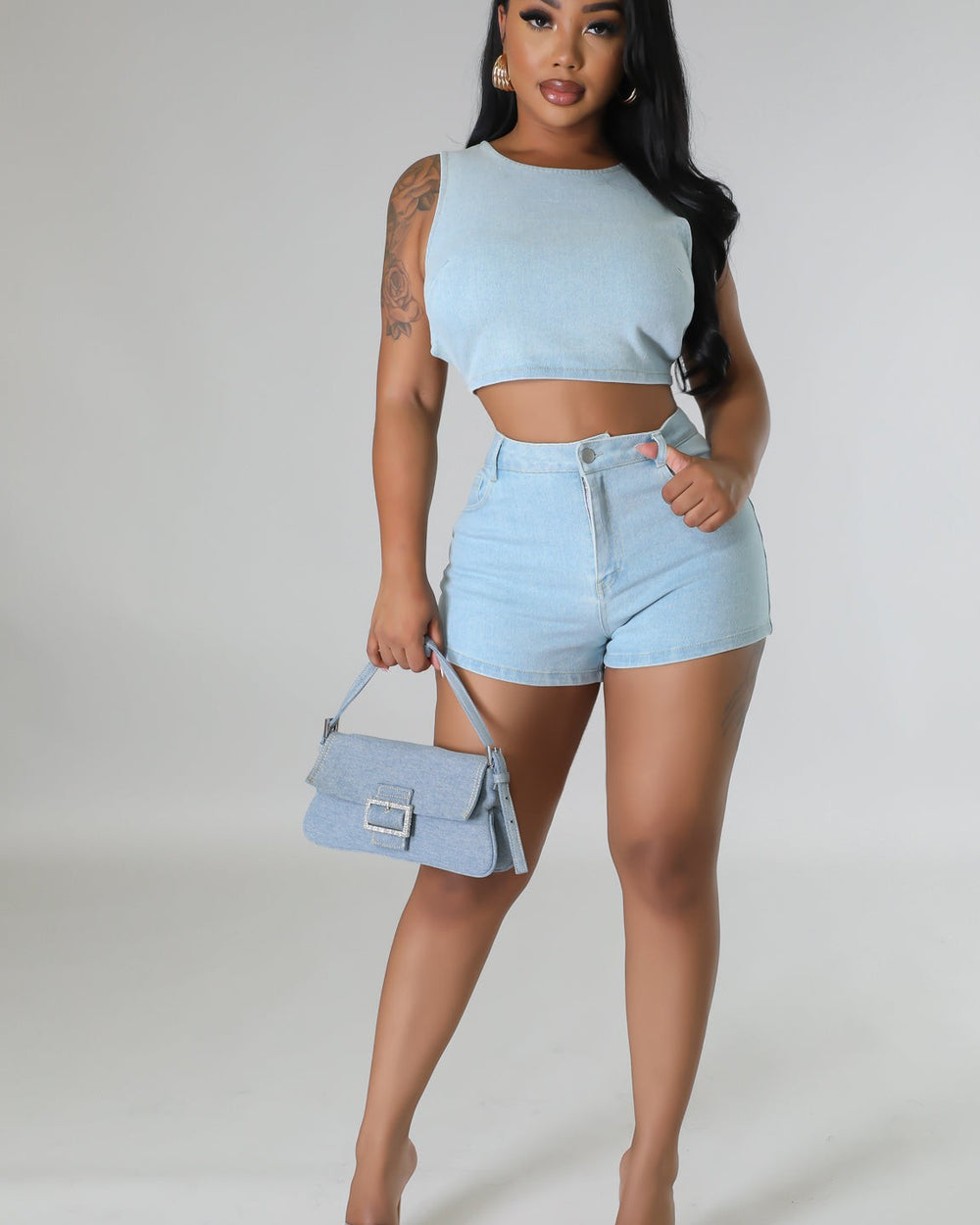 Zoey Tie Back Denim Set