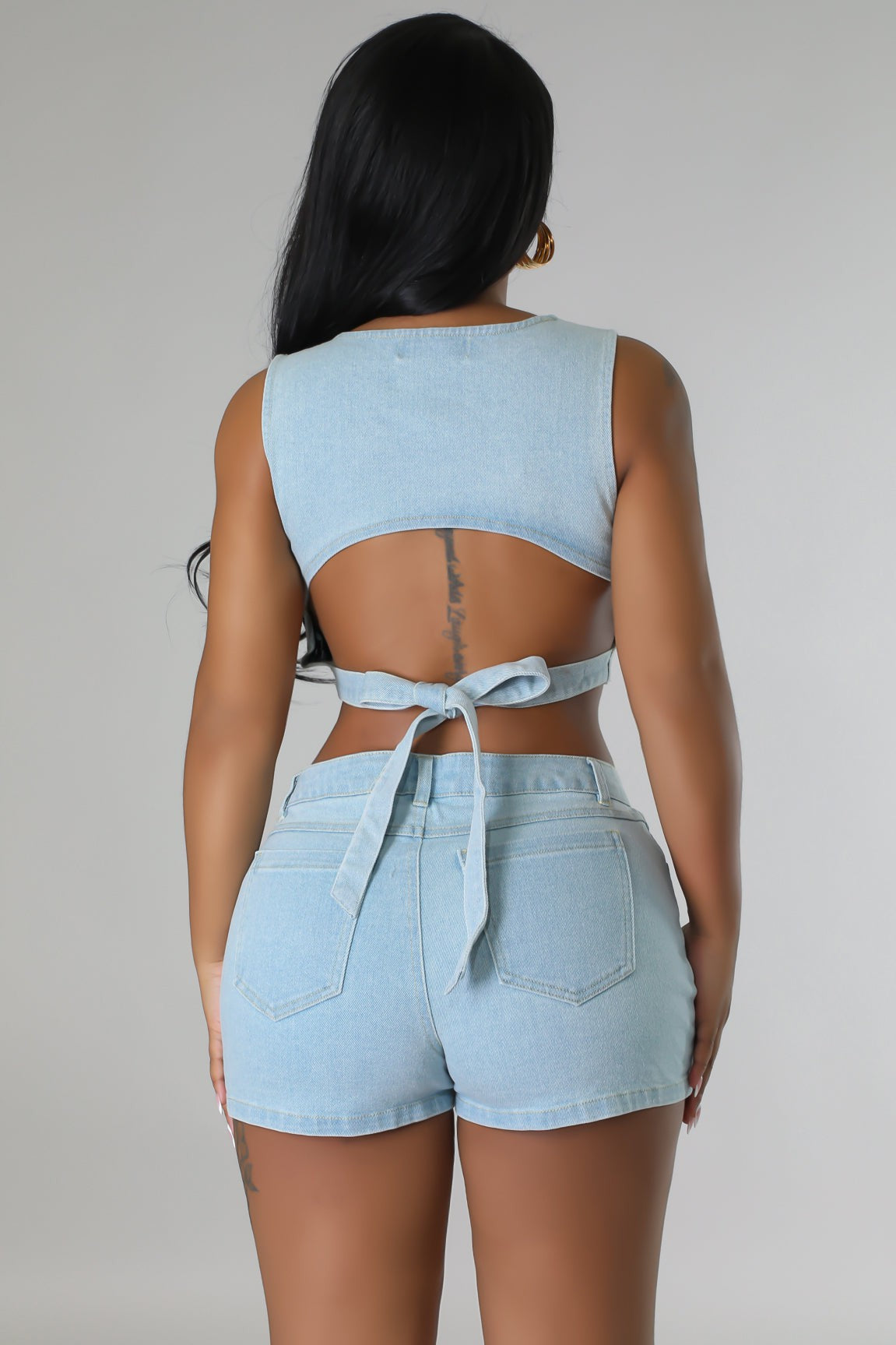 Zoey Tie Back Denim Set