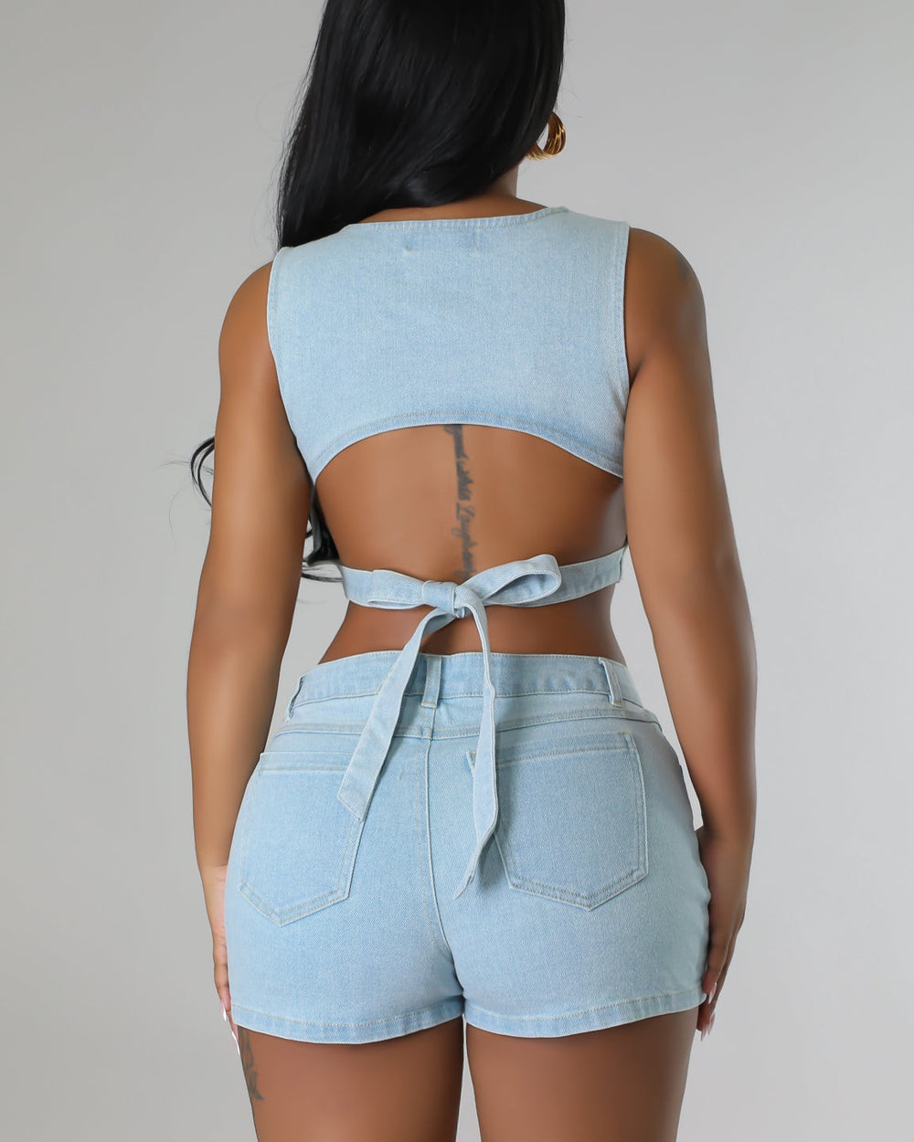Zoey Tie Back Denim Set