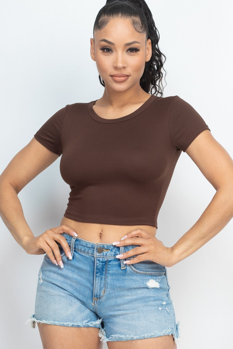 Not so Basic Crop Top-Coffee