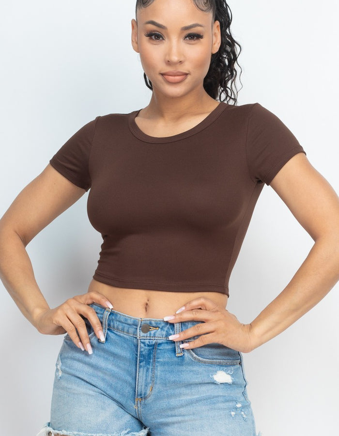 Not so Basic Crop Top-Coffee