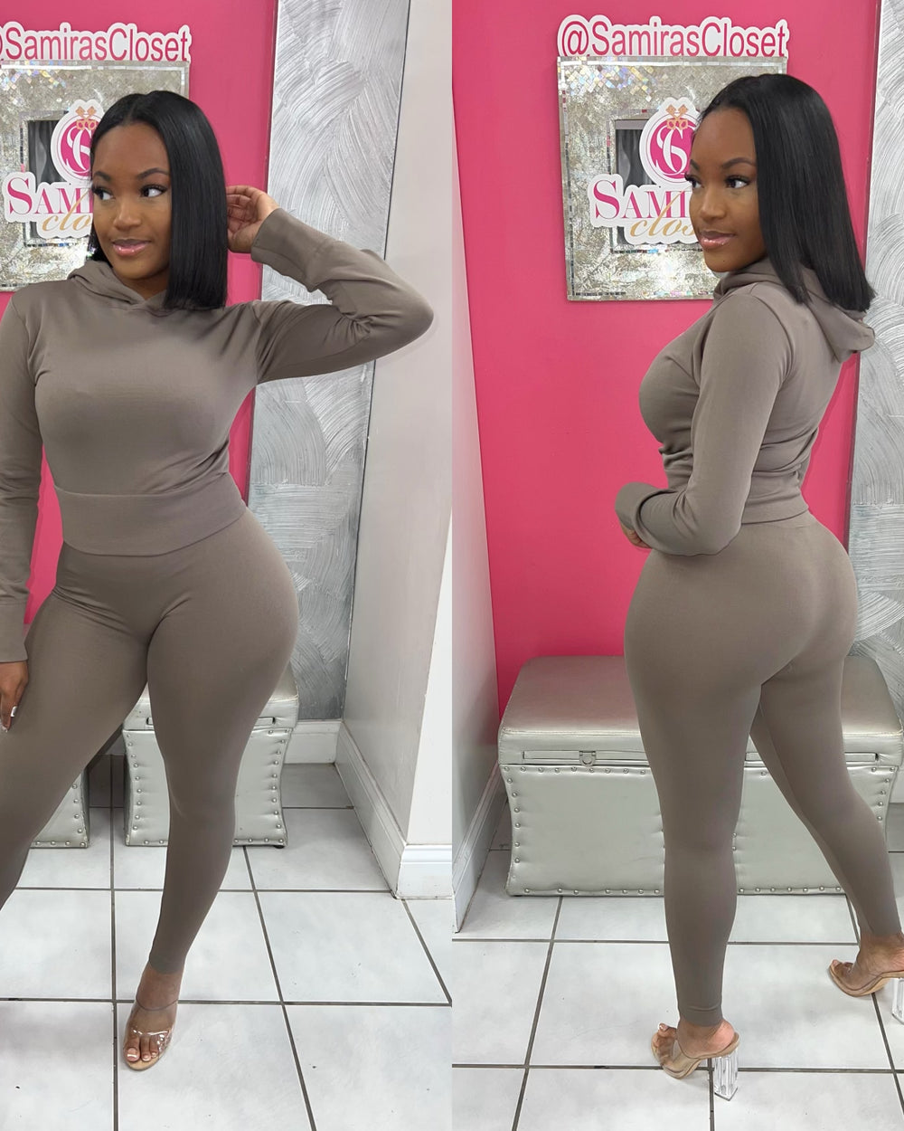 Casually Cute Hoodie Set-Taupe