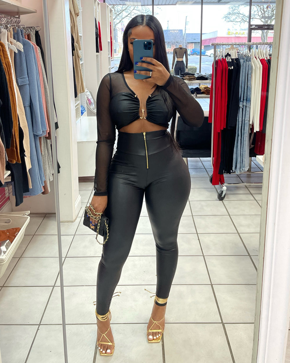 Zippered Faux Leather Leggings
