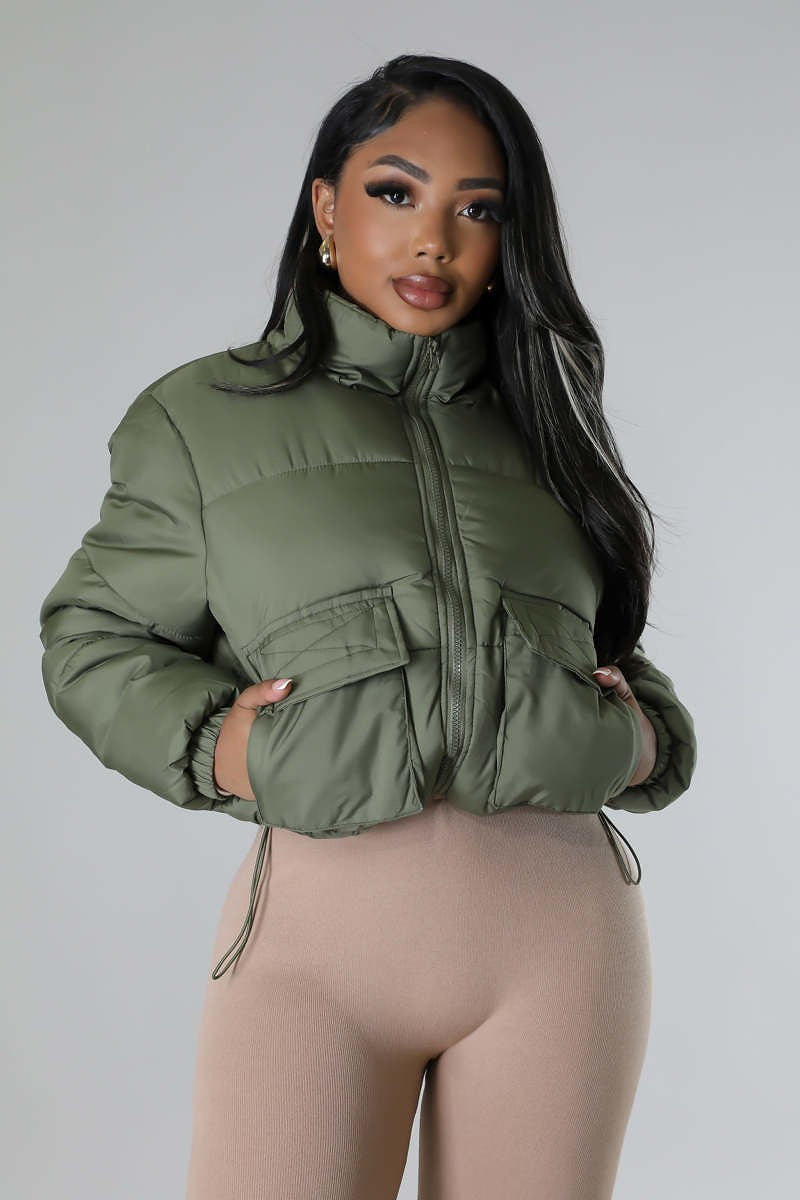 Showtime Puffer Jacket-Olive