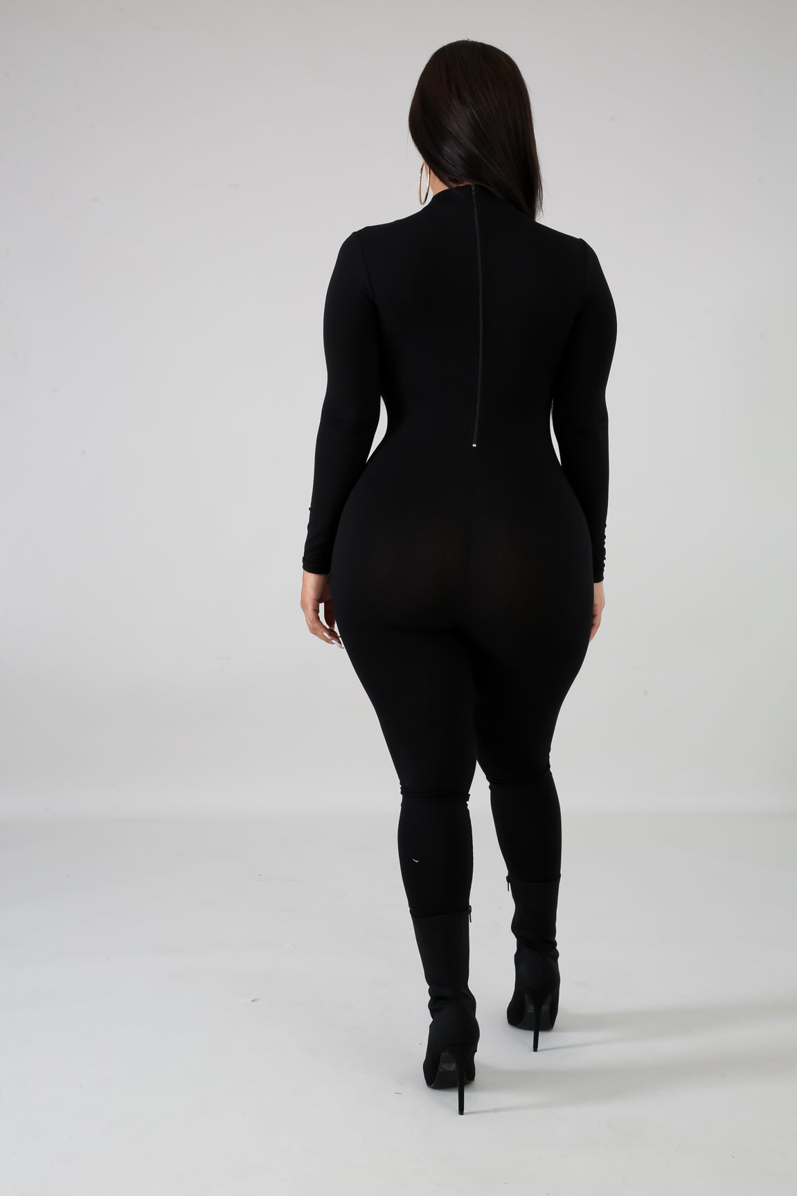 Mock Neck Jumpsuit-Black