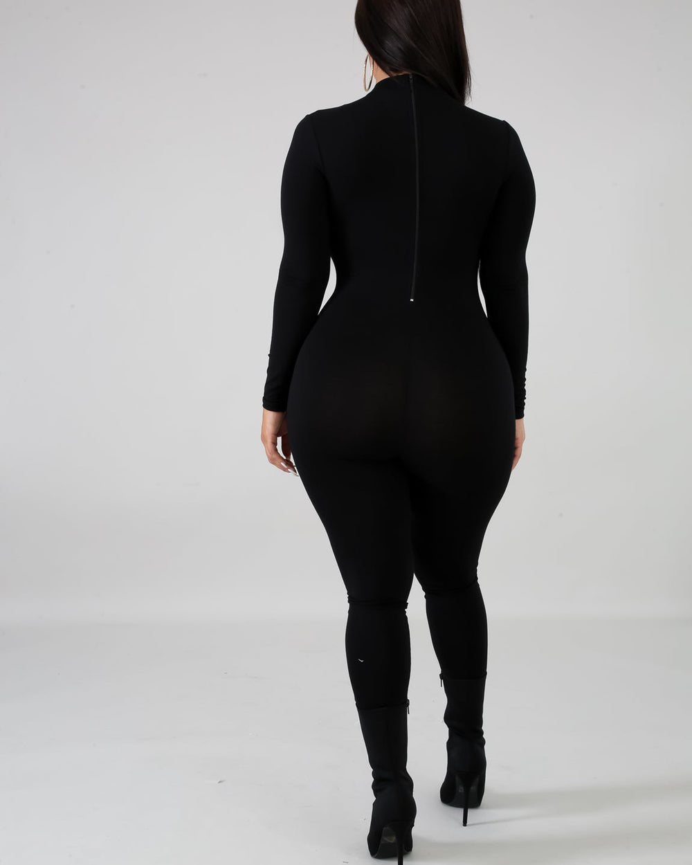 Mock Neck Jumpsuit-Black