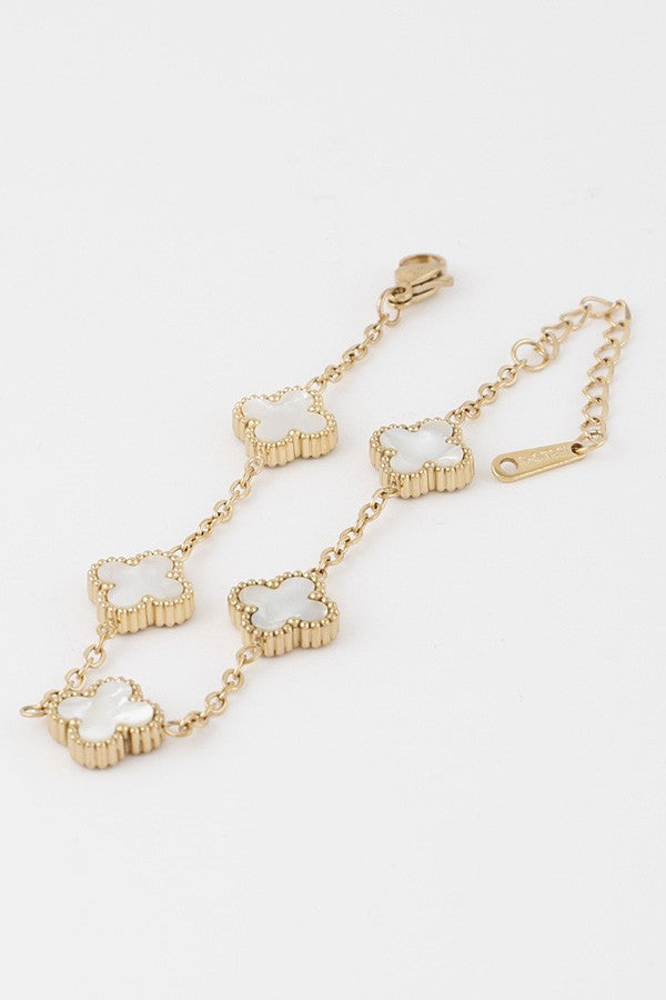 Clover Charm Bracelet - White
