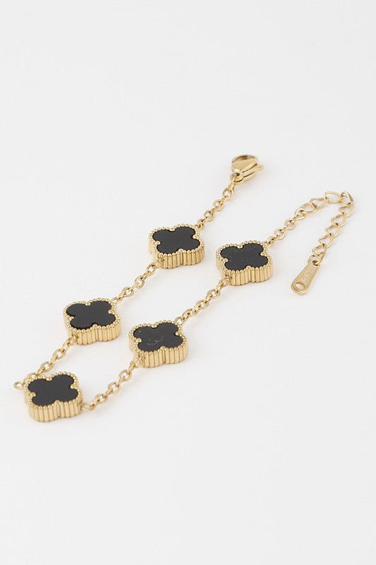 Clover Charm Bracelet - Black