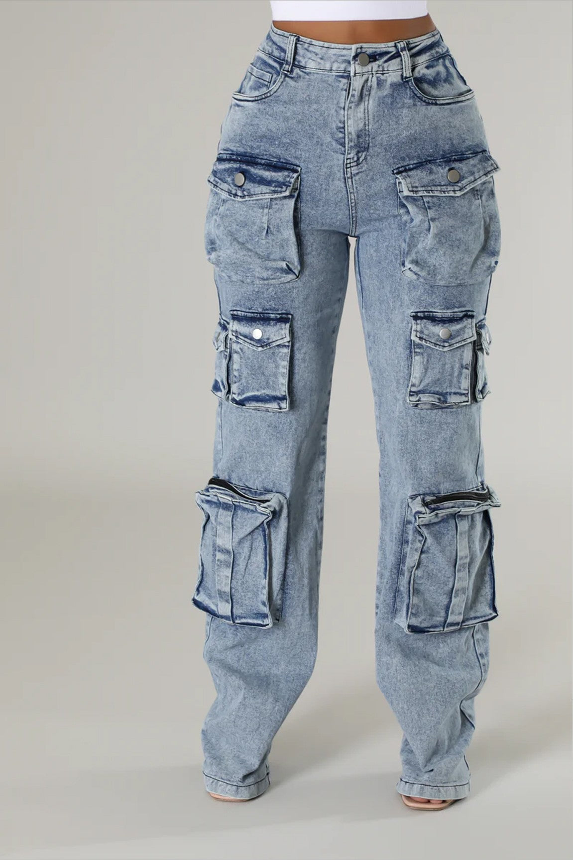 Bets Off Cargo Denim Jeans-Blue