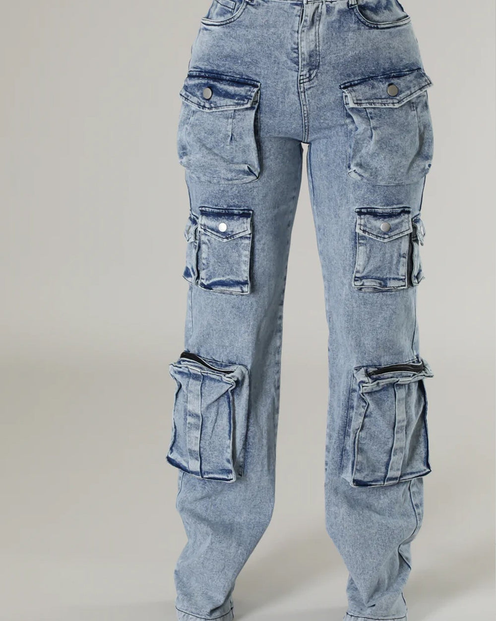 Bets Off Cargo Denim Jeans-Blue