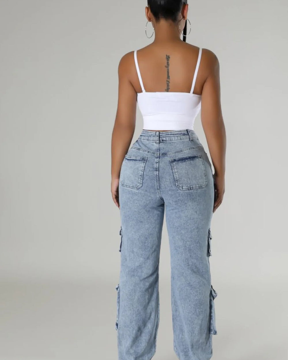 Bets Off Cargo Denim Jeans-Blue