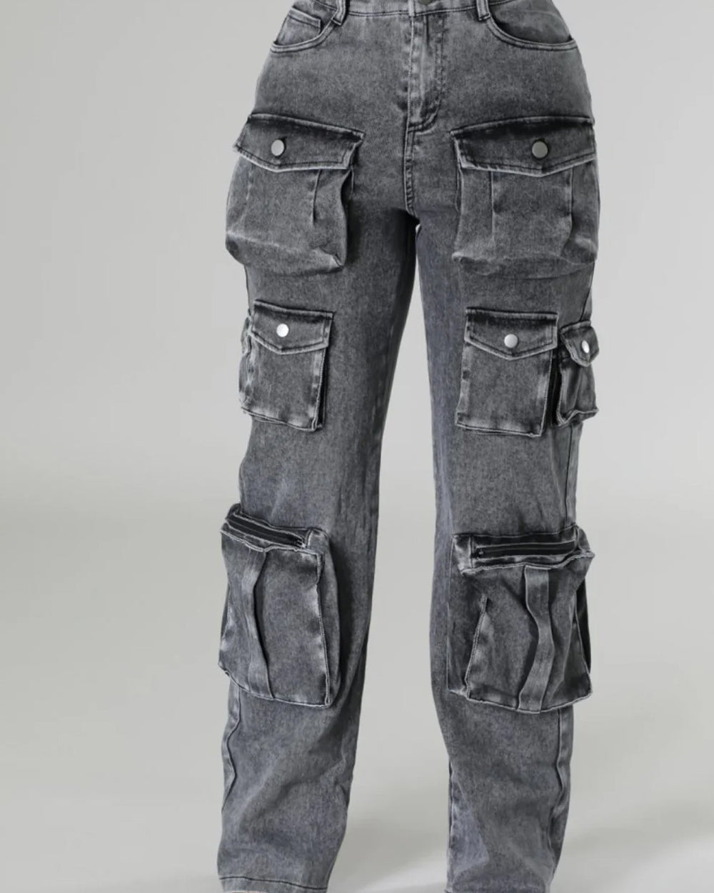 Bets Off Cargo Denim Jeans-Black
