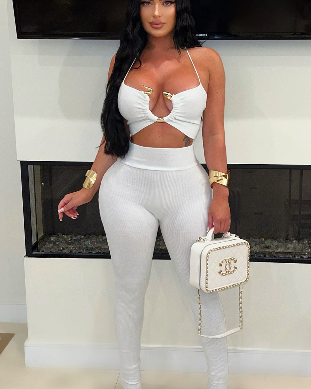 Tulum Nights Pants Set-White