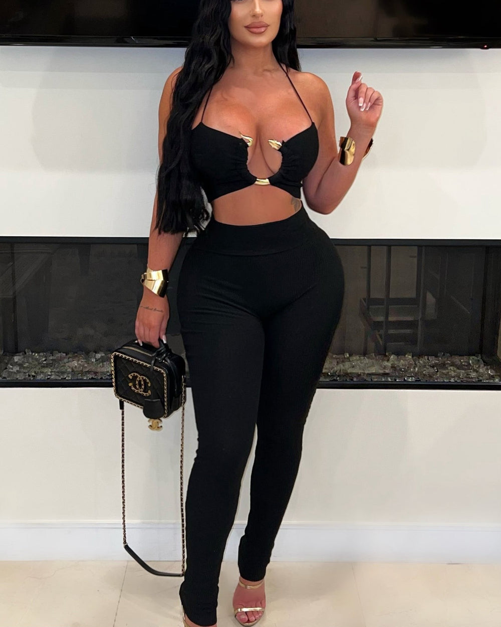 Tulum Nights Pants Set-Black