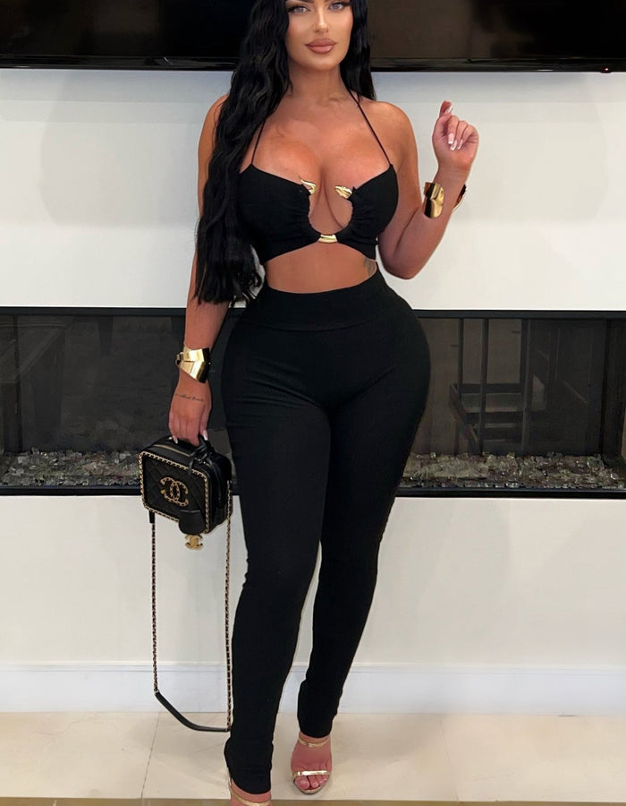 Tulum Nights Pants Set-Black