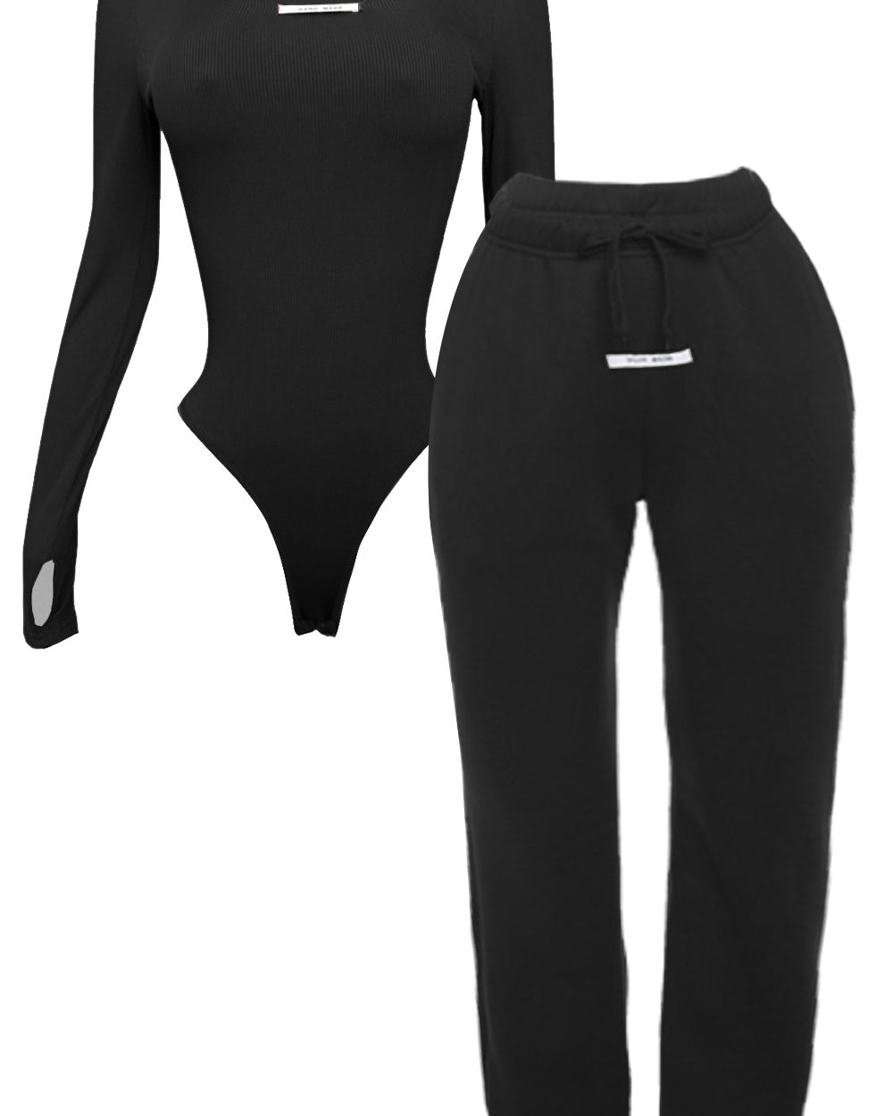 Handmade Bodysuit And Jogger Set-Black