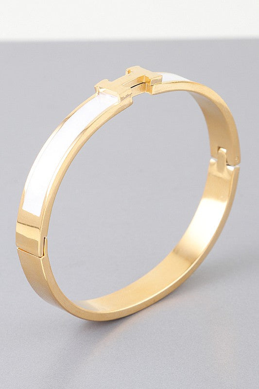 H Cuff Bracelet - White