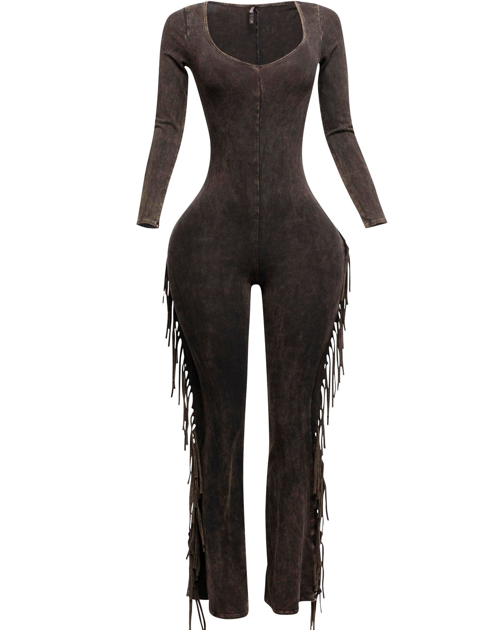Amour Fringe Jumpsuit-Brown