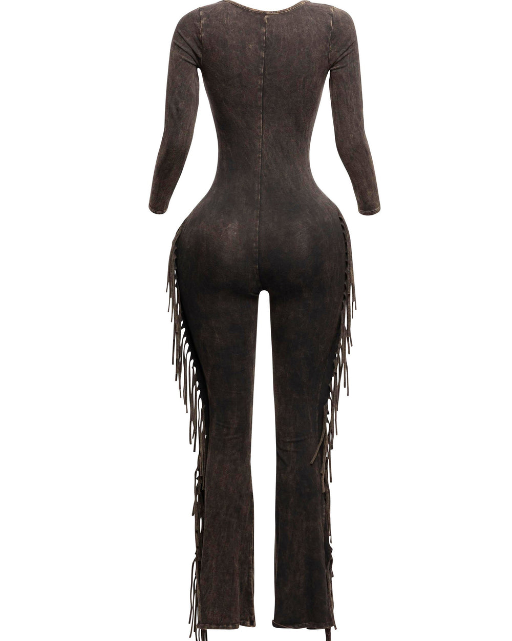 Amour Fringe Jumpsuit-Brown