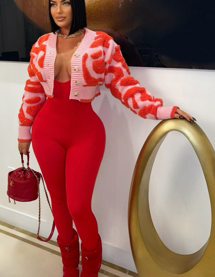 Out Of Love Crop Sweater-Red